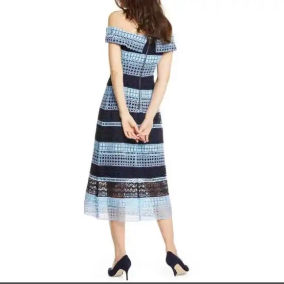 Ted Baker Candaca Blue Off Shoulder Lace Dress - Picture 3 of 7